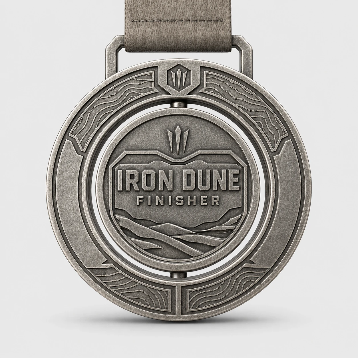 Illustrative interactive spinning medal design