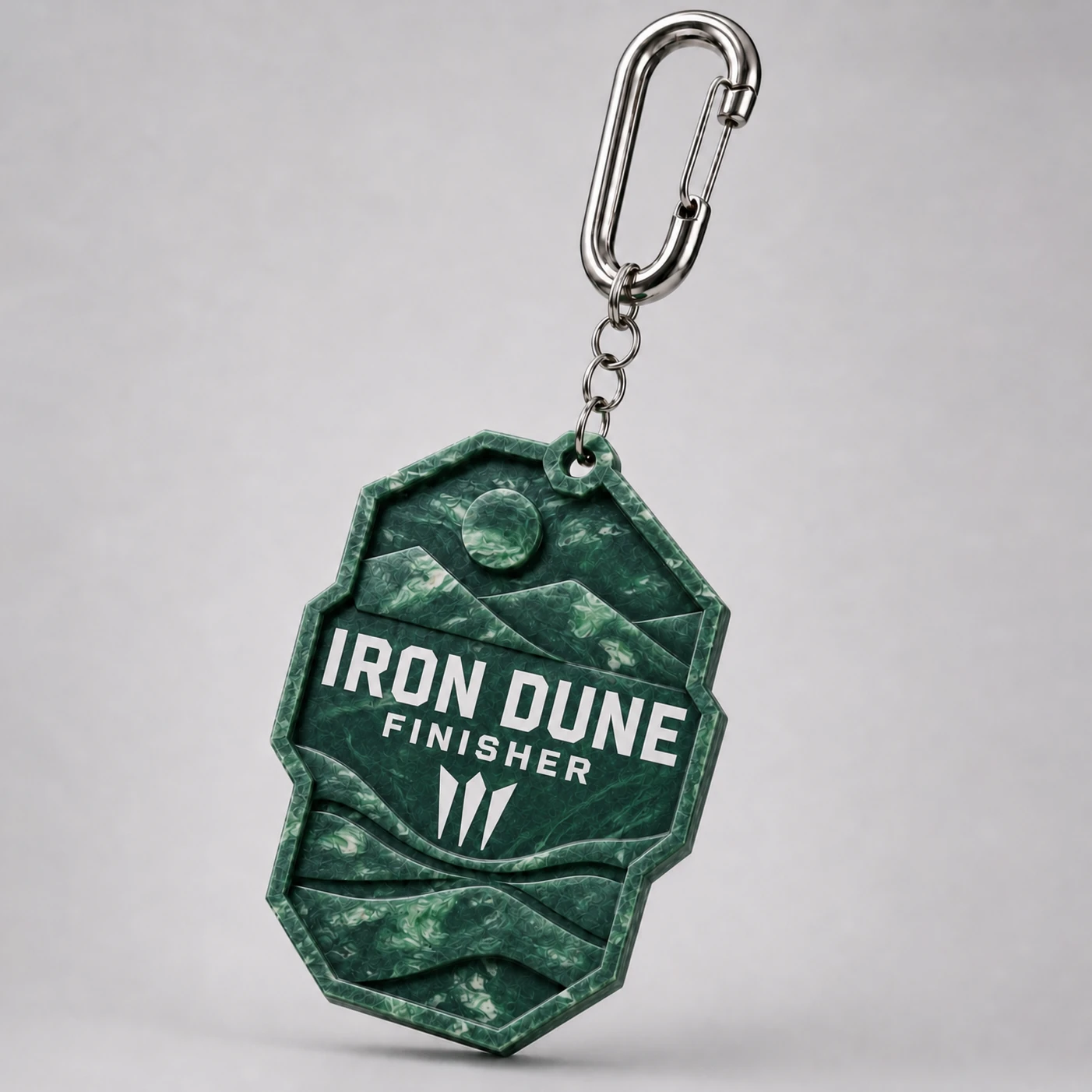 Illustrative recycled plastic keychain design